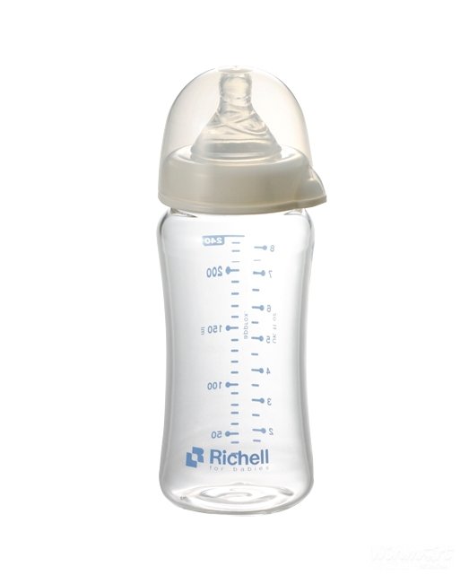 Bình sữa thủy tinh cổ rộng 260ml Richell - RC98145 chất liệu tuyệt đối an toàn