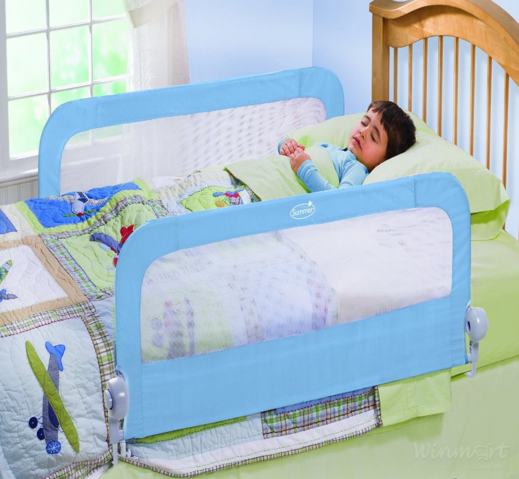 Chặn giường đôi màu xanh SM12434 thiết kế thông minh