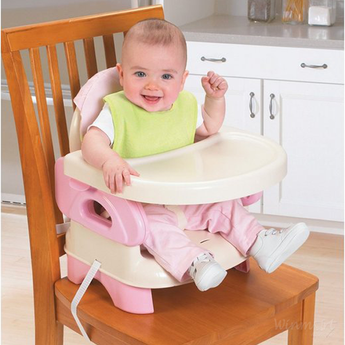 Ghế ăn Deluxe hồng có nấc điều chỉnh độ cao an toàn cho bé