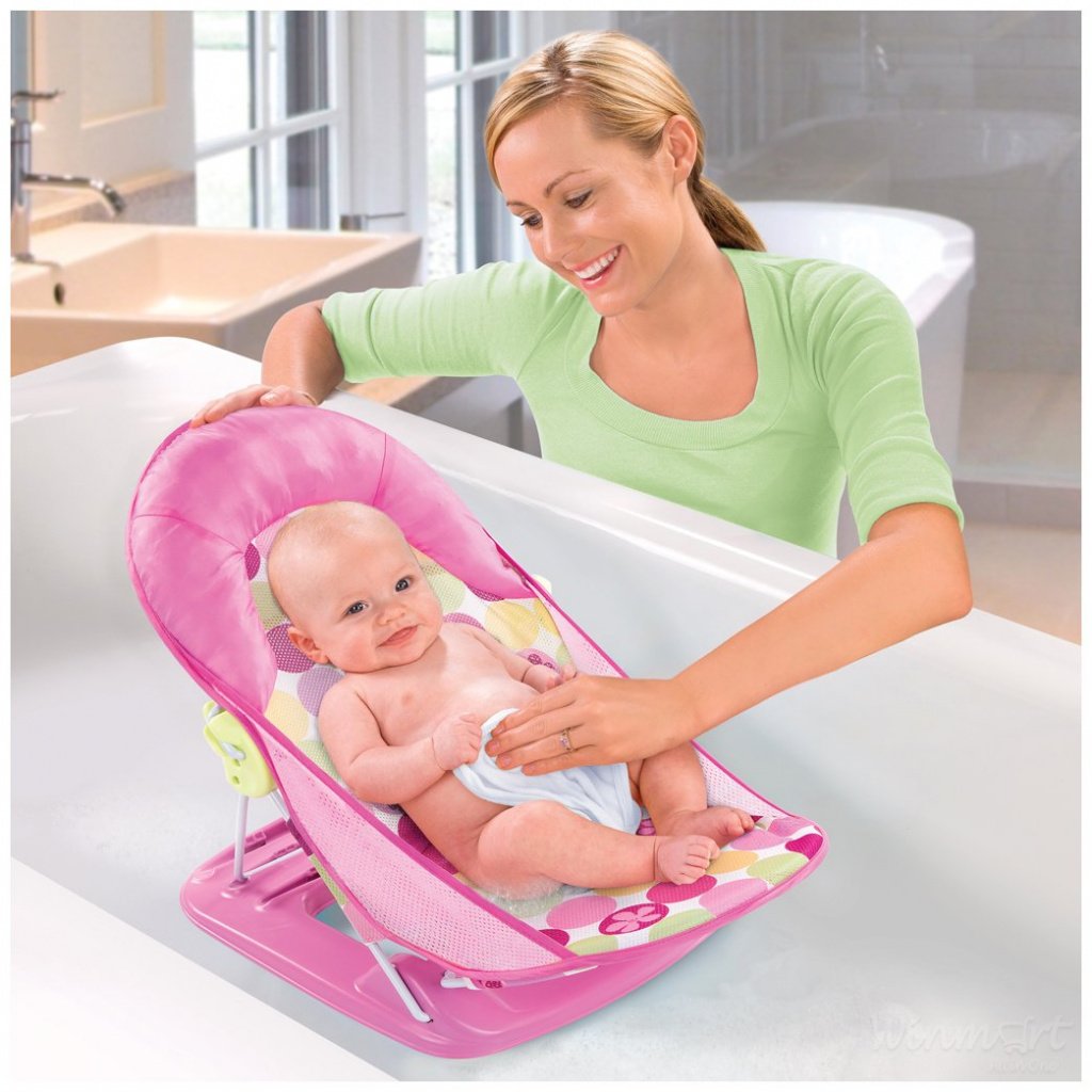 Ghế tắm nằm màu hồng cho trẻ sơ sinh đến khi biết ngồi thiết kế thông minh