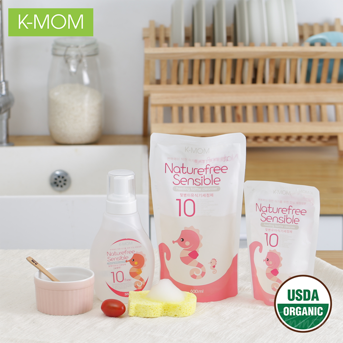 Nước rửa bình & rau quả hữu cơ K-Mom Hàn Quốc dạng túi 500ml tuyệt đối ăn toàn cho mẹ và bé