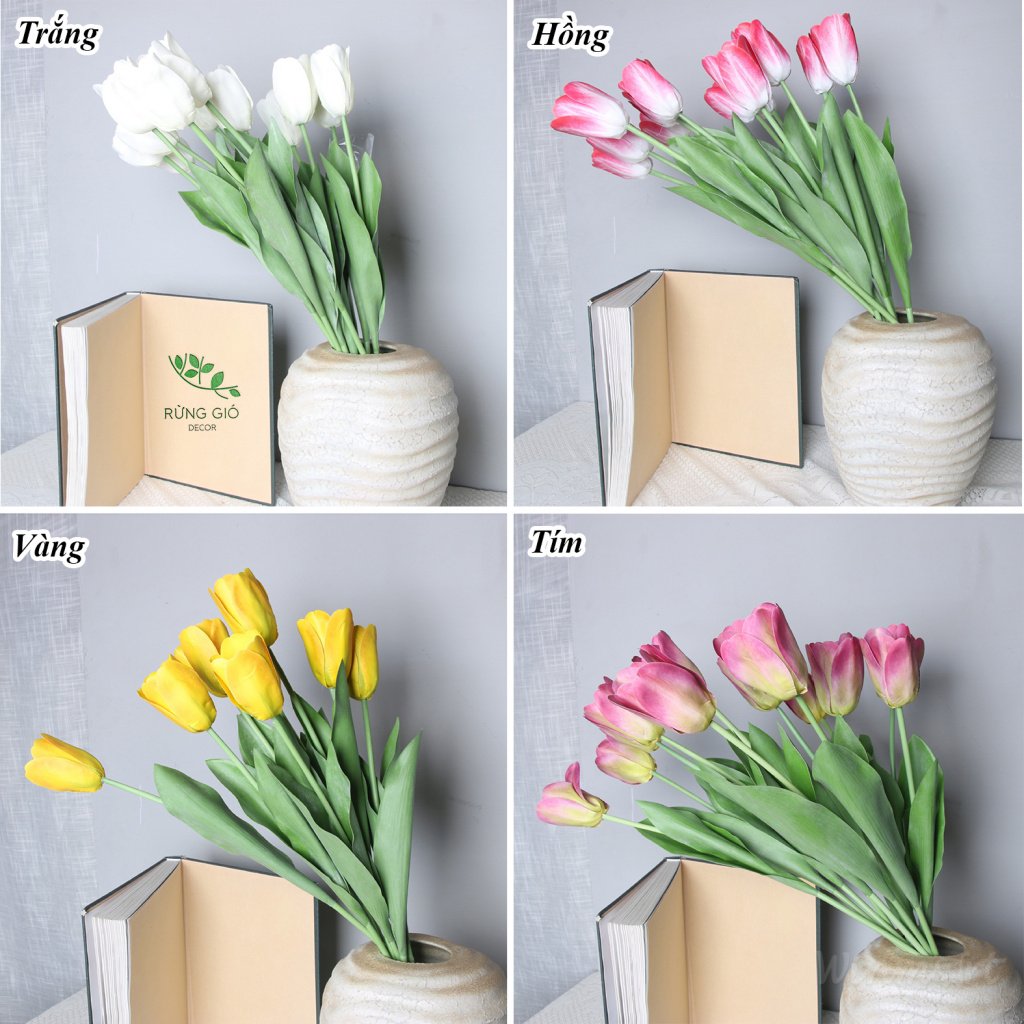 10 cành Hoa Tulip lụa được làm từ chất liệu cap cấp