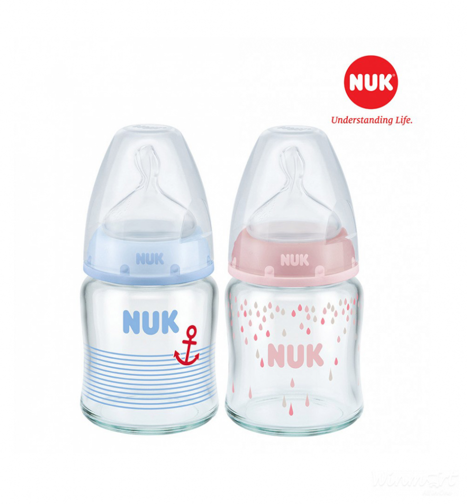 Bình sữa NUK thủy tinh 120ml núm ti Silicone S1 - M an toàn và tiện dụng