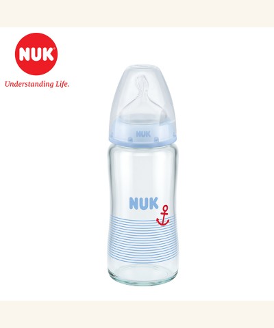 Bình sữa NUK thủy tinh 240ml núm ti Silicone S1 - M
