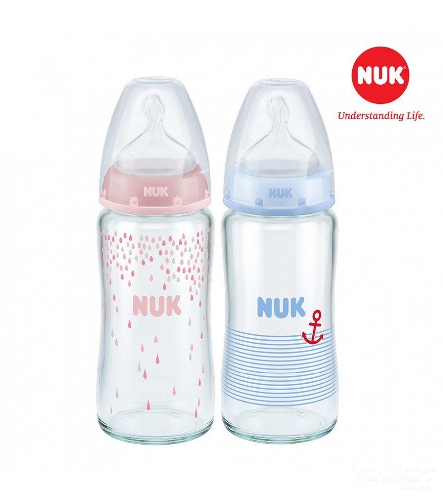 Bình sữa NUK thủy tinh 240ml núm ti Silicone S1 - M an toàn và tiện dụng