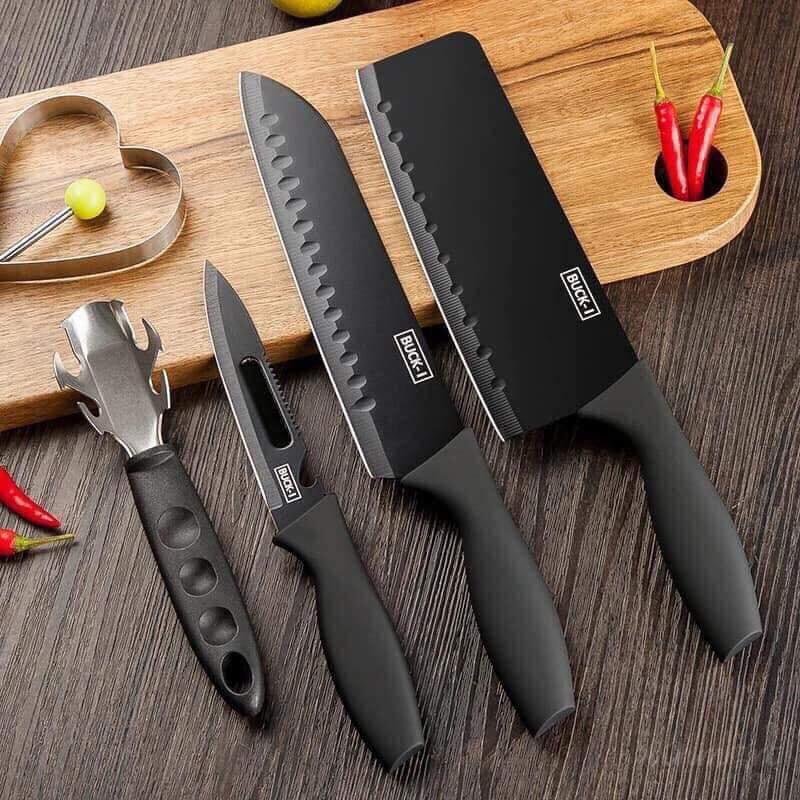 Bộ dao Buck-I sắc bén 5 món màu đen giá ưu đãi tại Winmart.onl