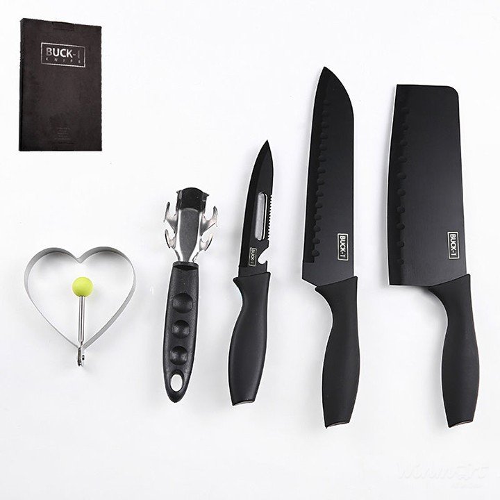 Bộ dao Buck-I sắc bén 5 món màu đen chất liệu cao cấp